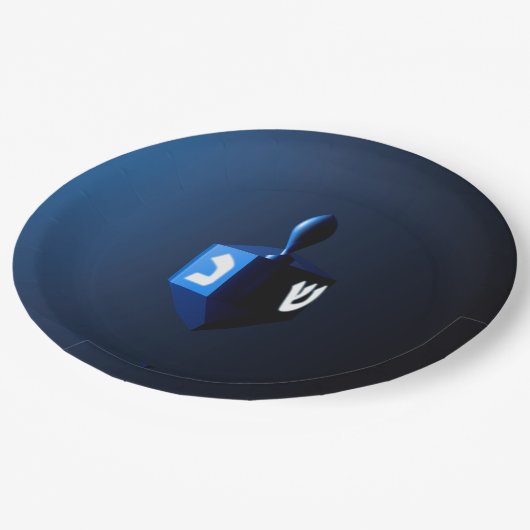 Assiettes En Carton Dreidel bleu brillant (Angle)