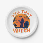 Assiettes En Carton Drôle 100% Que Sorcière Plaques de papier Hallowee (Devant)