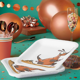 Assiettes En Carton Drôle Anteater Cartoon Quirky Running Animal