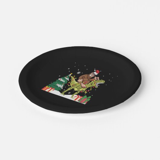 Assiettes En Carton Drôle Bigfoot Dinosaur sapin de Noël Rex Pajamas (Angle)