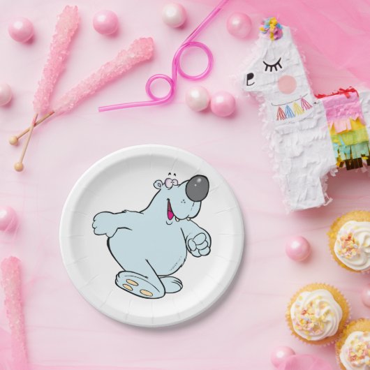 Assiettes En Carton Drôle Carton Polaire Ours Bleu Maigre Caractère Bl (Fête)