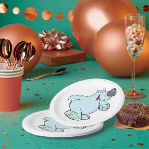 Assiettes En Carton Drôle Carton Polaire Ours Bleu Maigre Caractère Bl