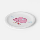 Assiettes En Carton Drôle Cartoon Cerveau en train de Winking (Angle)