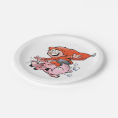 Assiettes En Carton Drôle Cartoon Gnome équitation Flying Pig (Angle)