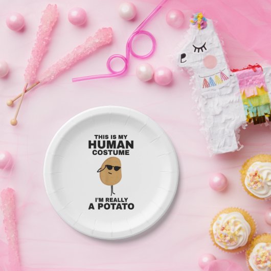 Assiettes En Carton Drôle C'est mon costume humain Je suis vraiment un (Fête)