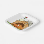 Assiettes En Carton Drôle chat de chien caricaturé et poulet sur la ni (Angulaire)