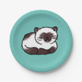 Assiettes En Carton drôle chat siamois (Devant)