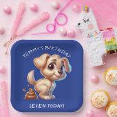 Assiettes En Carton Drôle Chien Pooping Personnalisé (Fête)