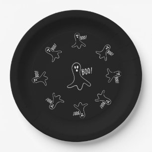Assiettes En Carton drôle de fantôme criant boo pour halloween 