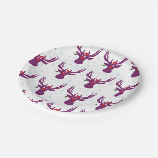 Assiettes En Carton Drôle Deer Père Noël Plaques de papier personnalis (Angle)