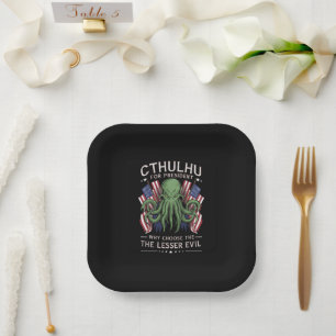 Assiettes En Carton Drôle d'élection 2024 Cthulhu pour Président