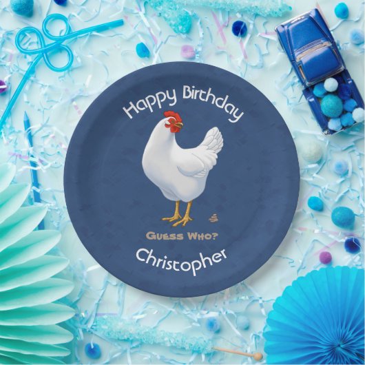 Assiettes En Carton Drôle Devinez Qui Poulet Poo Blanc Hen (Fête)