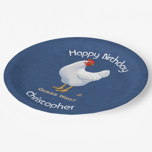 Assiettes En Carton Drôle Devinez Qui Poulet Poo Blanc Hen (Angle)