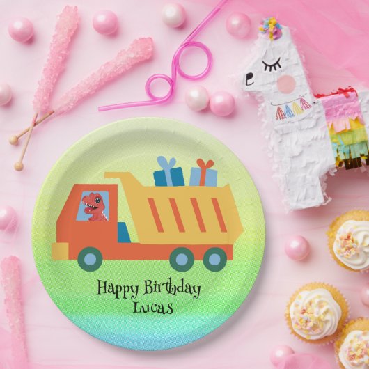 Assiettes En Carton Drôle dinosaure cadeau camion fête d'anniversaire  (Fête)