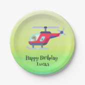 Assiettes En Carton Drôle dinosaure Hélicoptère fête d'anniversaire do (Devant)
