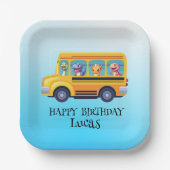 Assiettes En Carton Drôle dinosaure Retour à l'école Bus garçon Annive (Recto)