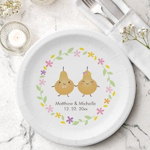 Assiettes En Carton Drôle Drôle Cartoon Parfait Pear Floral Wreath Mar