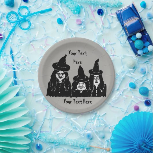 Assiettes En Carton drôle éffrayante sorcières noires effrayant hallow (Fête)
