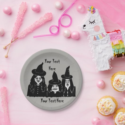 Assiettes En Carton drôle éffrayante sorcières noires effrayant hallow (Fête)