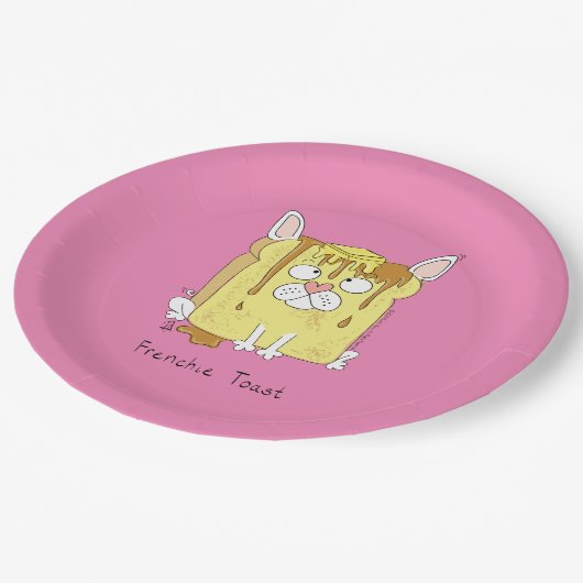 Assiettes En Carton Drôle French Bulldog Frenchie mignon Dessin de chi (Angle)