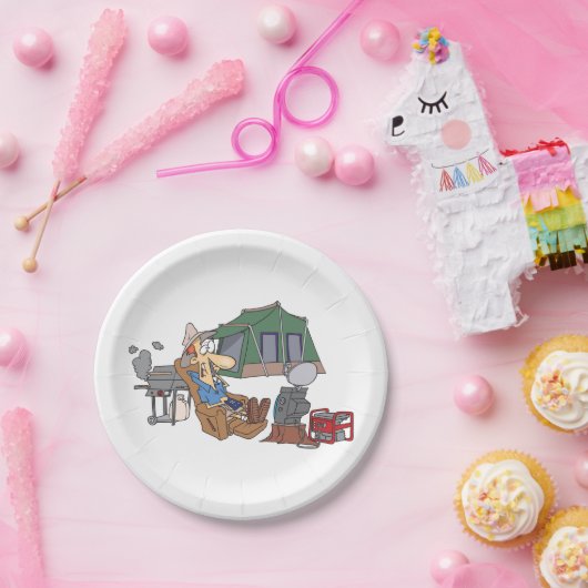 Assiettes En Carton Drôle Glamping Cartoon Camping de luxe (Fête)