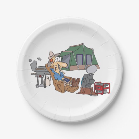Assiettes En Carton Drôle Glamping Cartoon Camping de luxe (Devant)