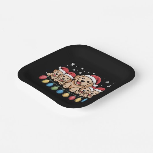 Assiettes En Carton Drôle Golden Retriever Christmas Chien Chien Chien (Angulaire)