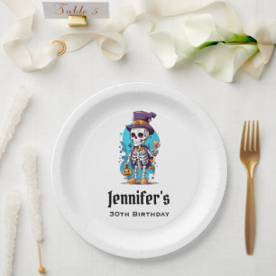 Assiettes En Carton Drôle Halloween Squelette portant Top Hat Annivers