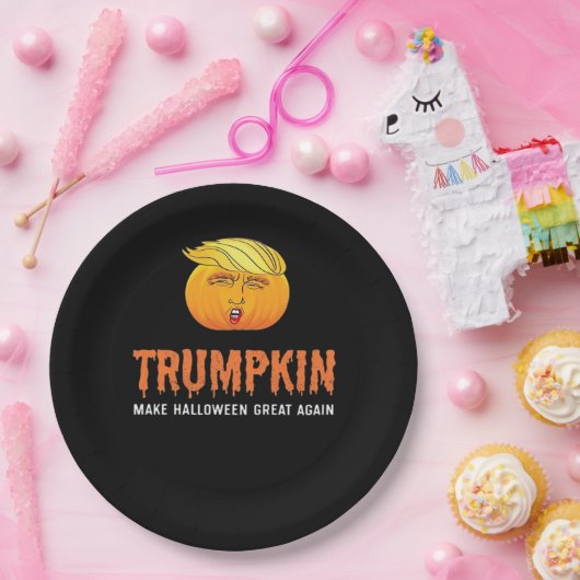 Assiettes En Carton Drôle Halloween Trumpkin (Fête)