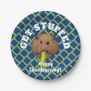 Assiettes En Carton Drôle Hamster Thanksgiving Papier Plaque