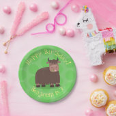 Assiettes En Carton Drôle joyeux yak mangeant de l'herbe dessin d'illu (Fête)