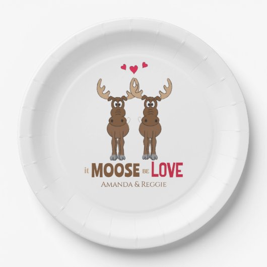Assiettes En Carton Drôle Mariage mignon Humour Whimsical Moose Party (Devant)