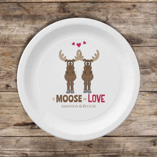 Assiettes En Carton Drôle Mariage mignon Humour Whimsical Moose Party