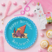 Assiettes En Carton Drôle mignon caricature pourpre crabe ermite (Fête)