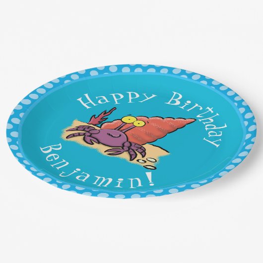 Assiettes En Carton Drôle mignon caricature pourpre crabe ermite (Angle)