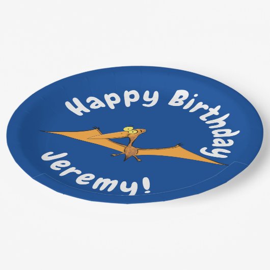 Assiettes En Carton Drôle mignon dessin animé de pterodactyle volant o (Angle)