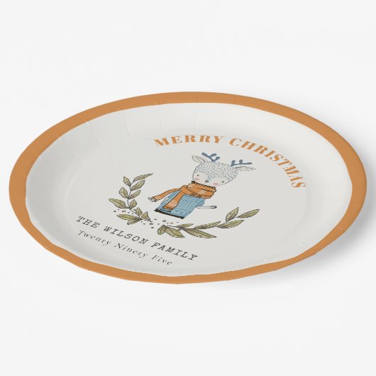 Assiettes En Carton Drôle mignon Doux moche Reindeer feuilleté Noël (Angle)