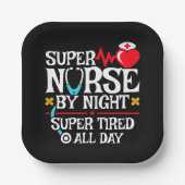 Assiettes En Carton Drôle mignon Super Fatigué Nurse Day Night Shift (Recto)