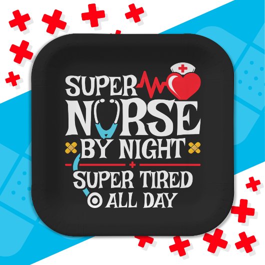 Assiettes En Carton Drôle mignon Super Fatigué Nurse Day Night Shift