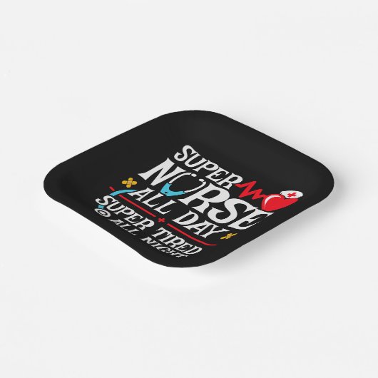 Assiettes En Carton Drôle mignon Super Fatigué Nurse Day Shift Nuit (Angulaire)