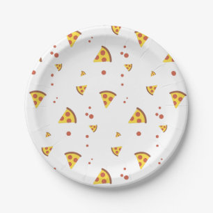 Assiettes En Carton Drôle Motif Minimaliste de Pizza au Pepperoni Rétr