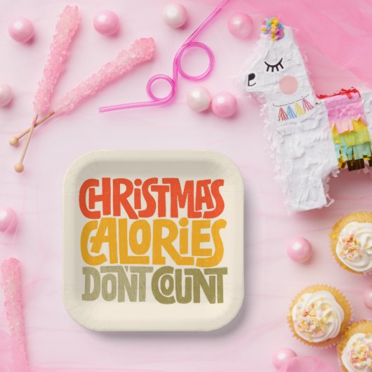 Assiettes En Carton Drôle Noël Calories Ne comptez pas le design (Fête)