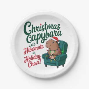 Assiettes En Carton Drôle Noël Capybara Plaque papier