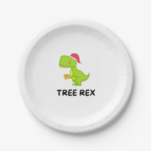 Assiettes En Carton Drôle Noël Dinosaur Rex