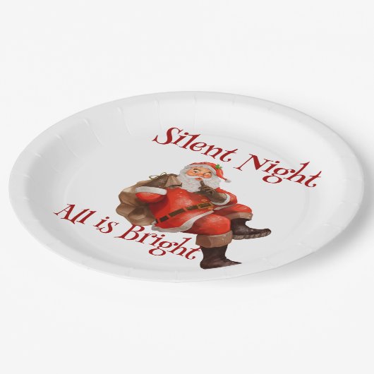 Assiettes En Carton Drôle Noël mignon Père Noël (Angle)