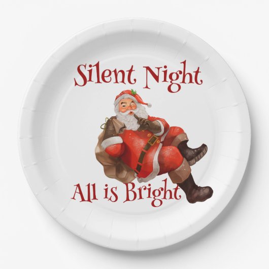 Assiettes En Carton Drôle Noël mignon Père Noël (Devant)