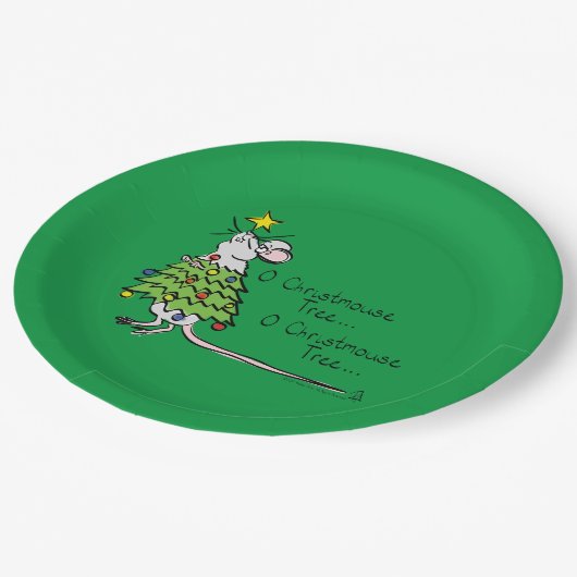 Assiettes En Carton Drôle Noël mignon Souris Arbre Cartoon (Angle)