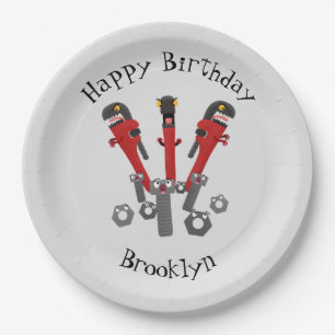 Assiettes En Carton Drôle outil monstre de clé humour dessin animé