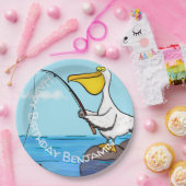 Assiettes En Carton Drôle pélican de pêche (Fête)