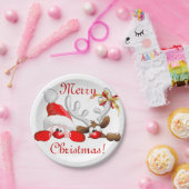 Assiettes En Carton Drôle Père Noël et Reindeer Cartoon (Fête)